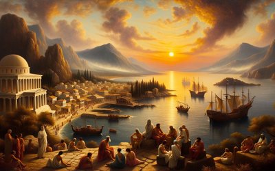 slice_fullHD_0000s_0015_DALL·E 2023-10-16 09.11.40 - Oil painting capturing a serene ancient Greek village by the sea, w